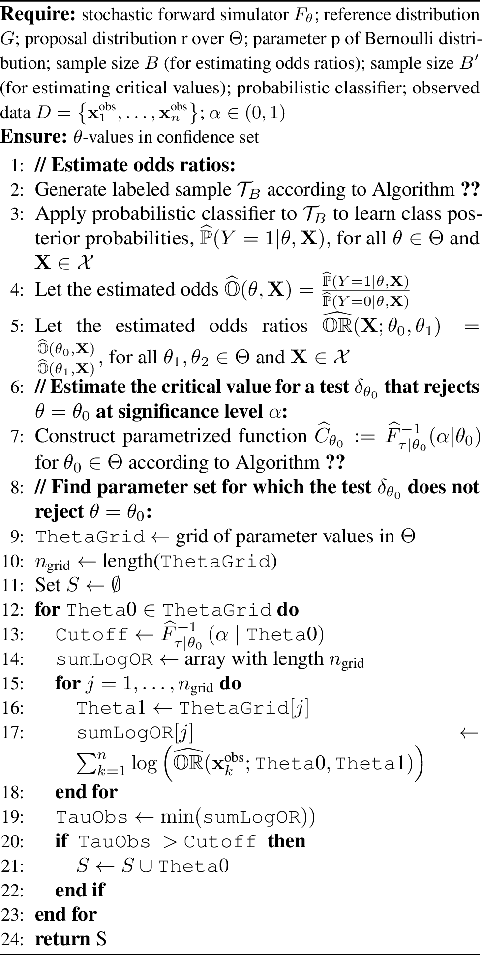 Figure 8: Construct confidence set for \theta with coefficient \gamma=1-\alpha