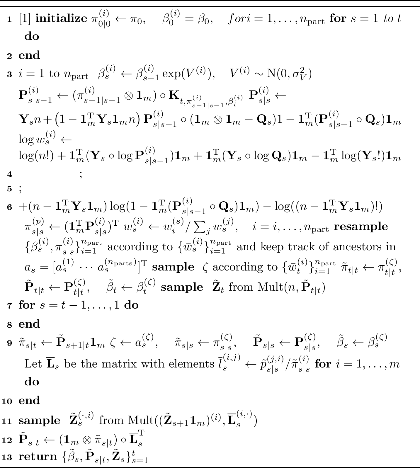 Figure 14: Particle filter and backward sampler for COVID-19 application