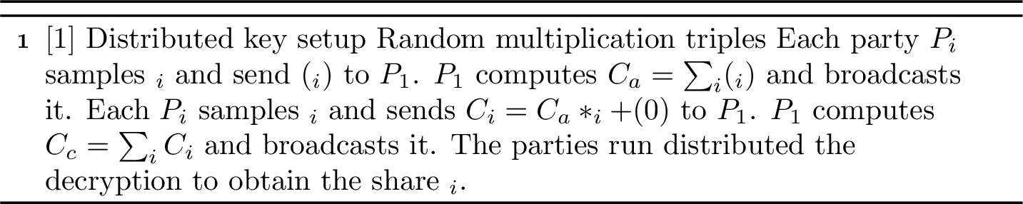 Figure 6: Triple Generation with distributed semi-homomorphic encryption