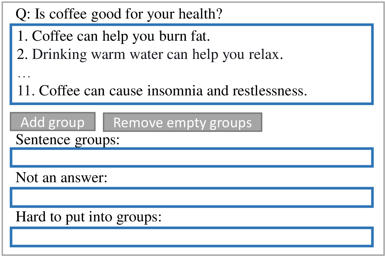 Figure 1: The interface used to collect the dataset. The second sentence is an attention-check sentence.