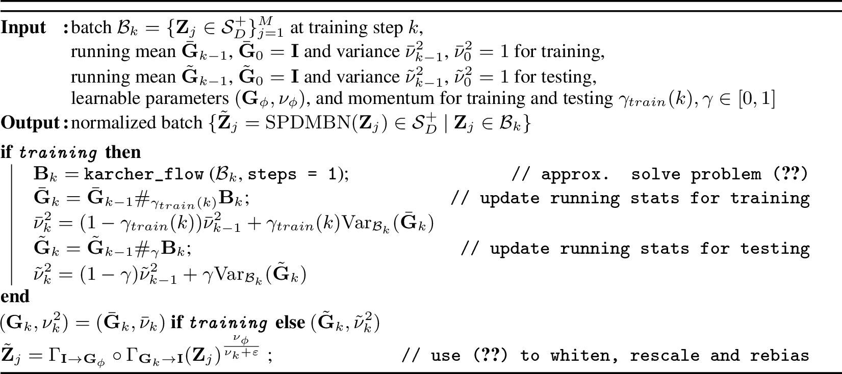 Figure 2: SPD momentum batch normalization (SPDMBN)