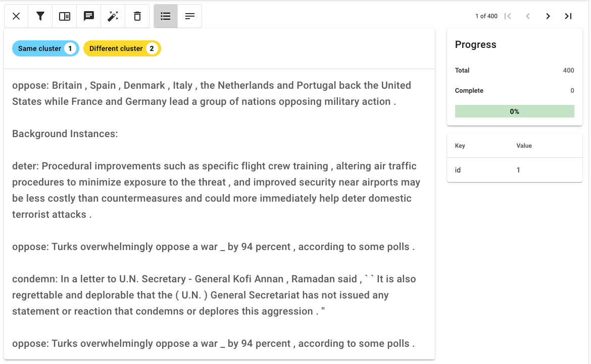 Figure 6: An example of the evaluation interface presented to annotators.