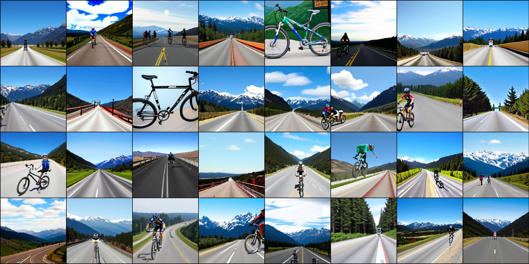 Figure 21: Results for text "A highway" and ImageNet class "671: A bike". Not cherry-picked