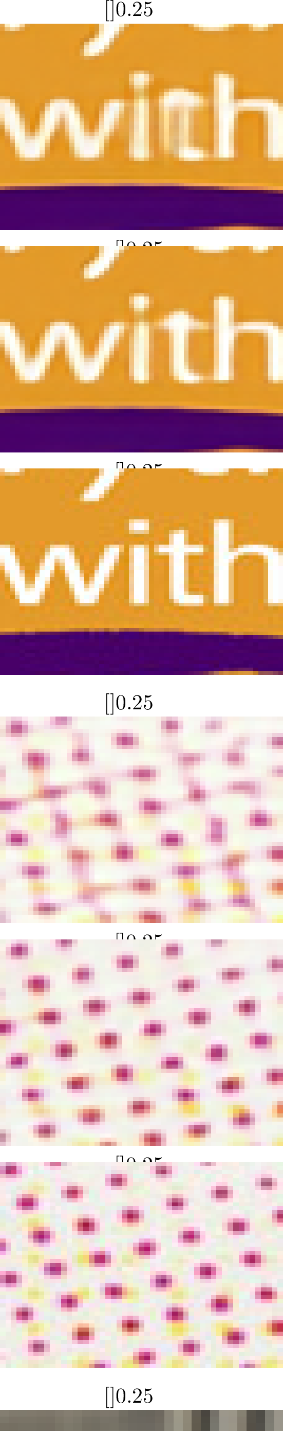 Figure 4: Comparisons between our DLSN with using our learnable similarity scoring (LSS) and without LSS for \times 4 SR. The textures from top to bottom belong to the ‘ppt3’, ‘WarewareHaOniDearu’ and ‘78004’ images from Set14[27], Manga109[29] and B100[28] datasets, respectively.