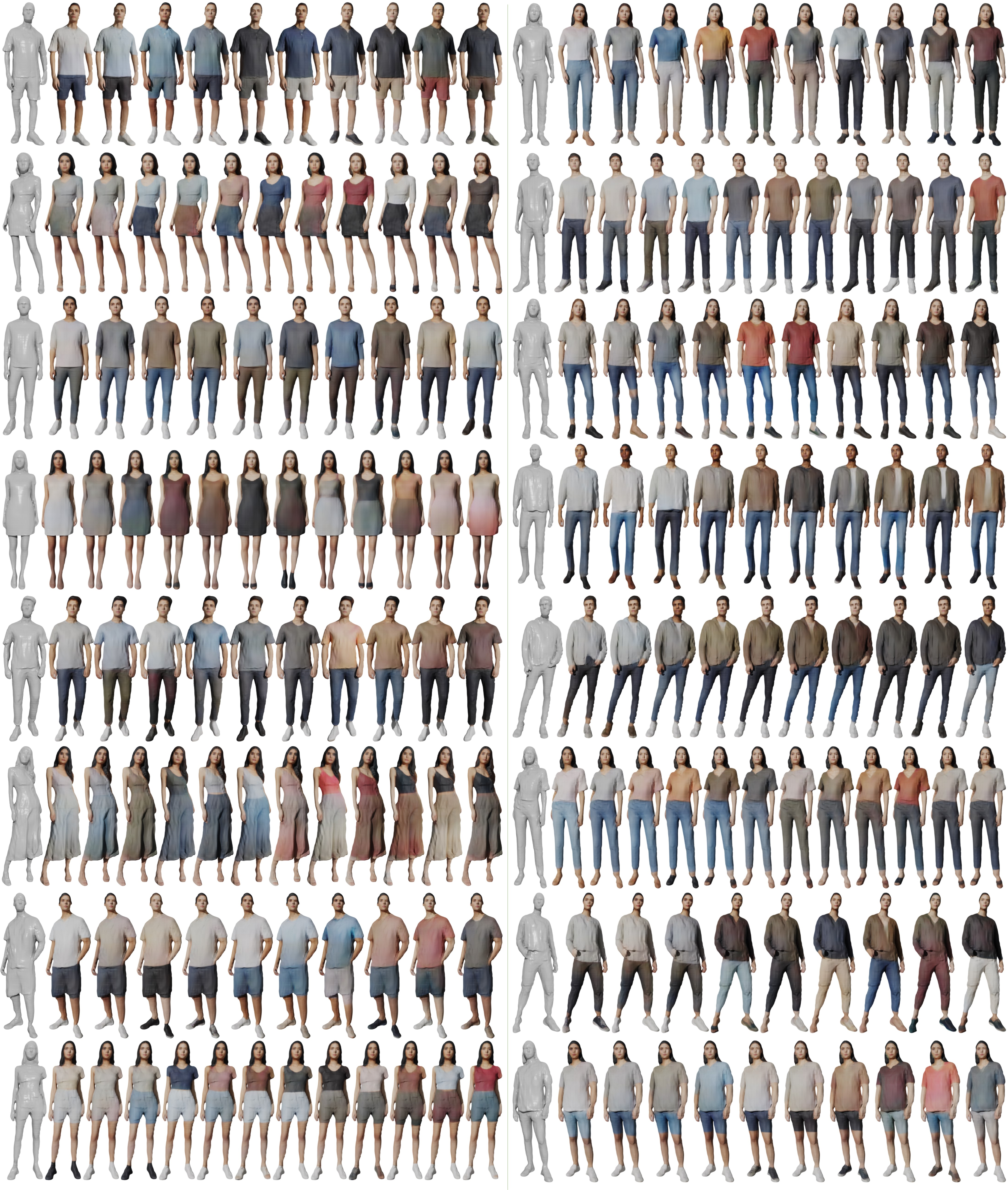 Figure 11: Visualization of re-texturing the fixed geometry by different texture latent code.