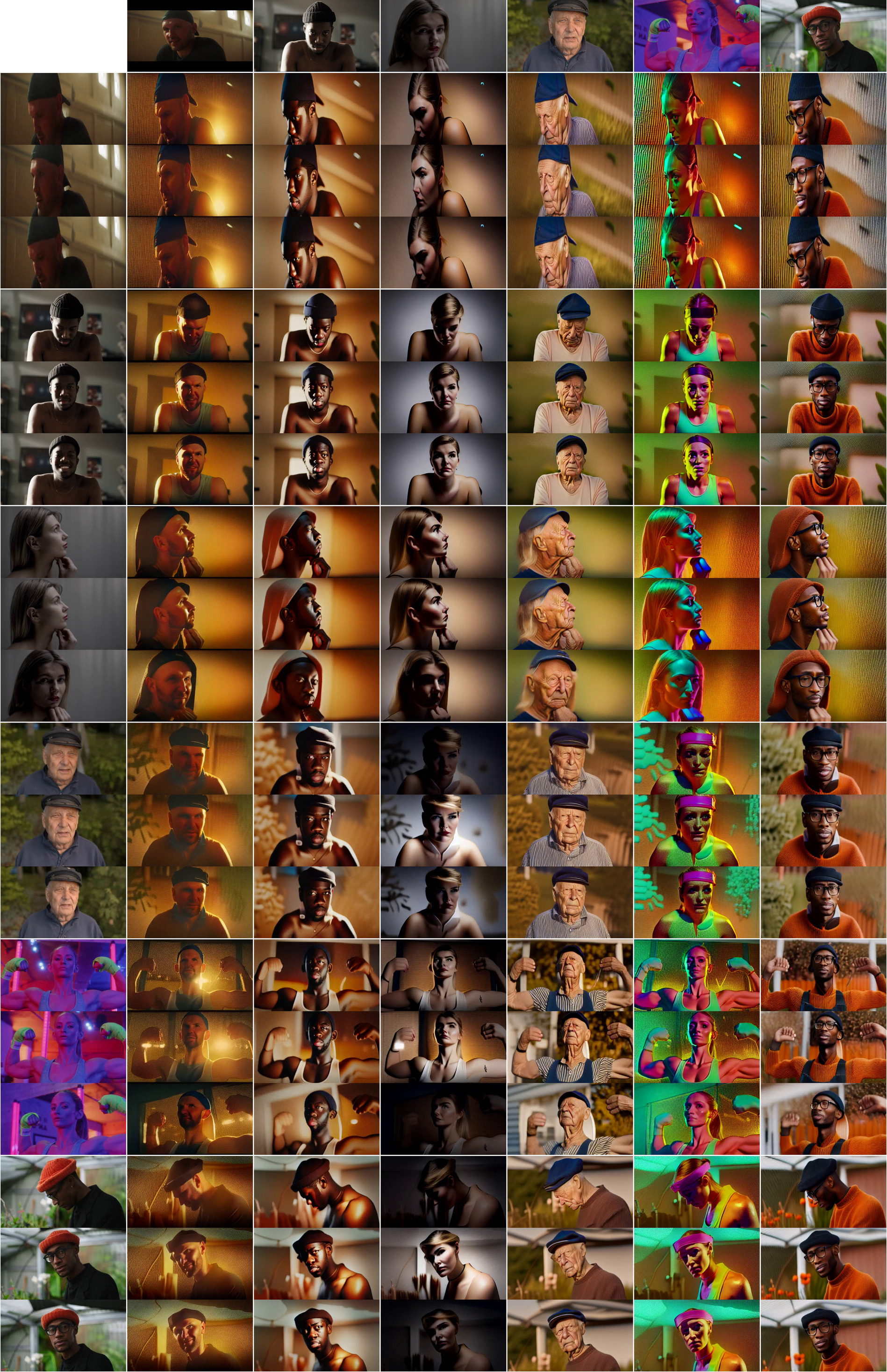 Figure 8: Image Prompting: We combine the structure of a driving video (first column) with content from other videos (first row).