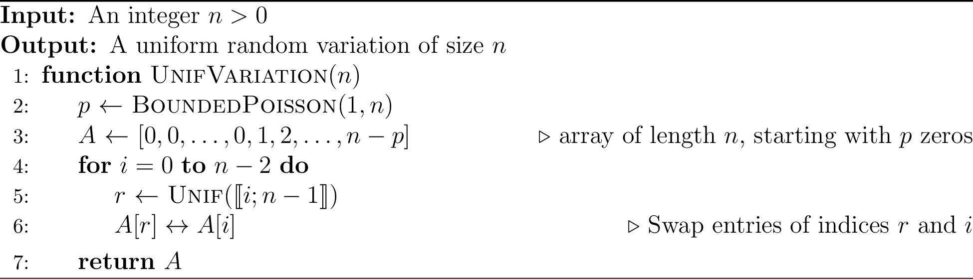 Figure 16: Uniform random sampler of variations based on the rejection principle.