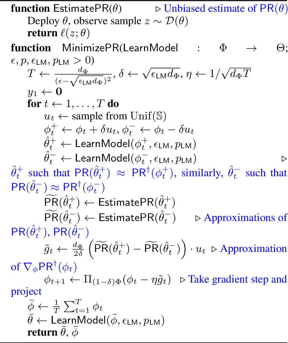 Figure 2: Bandit algorithm for minimizing an indirectly convex function with noisy oracles