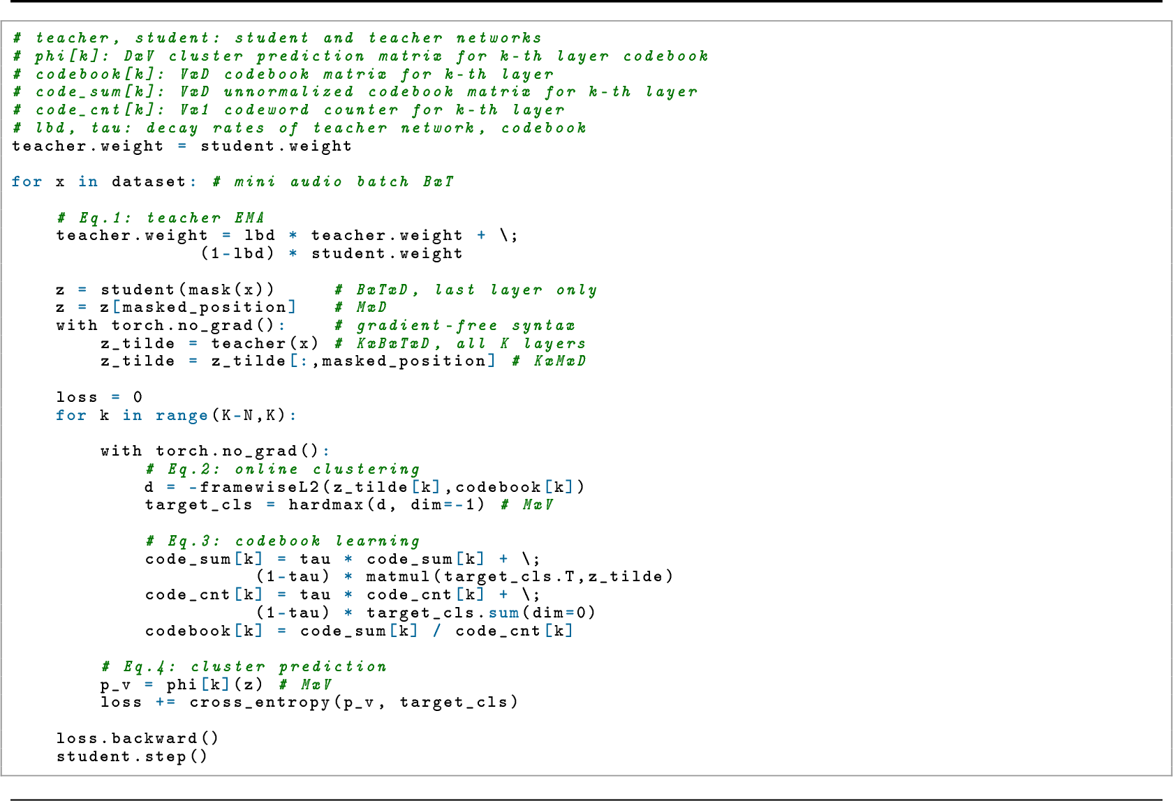 Figure 5: PyTorch pseudocode for DinoSR