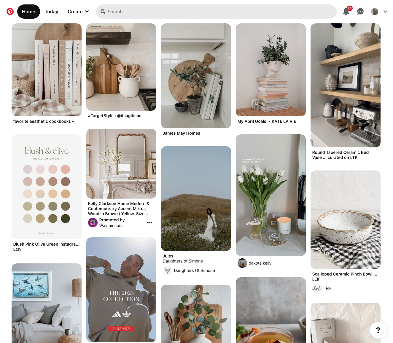 Figure 1: Pinterest Homefeed Page