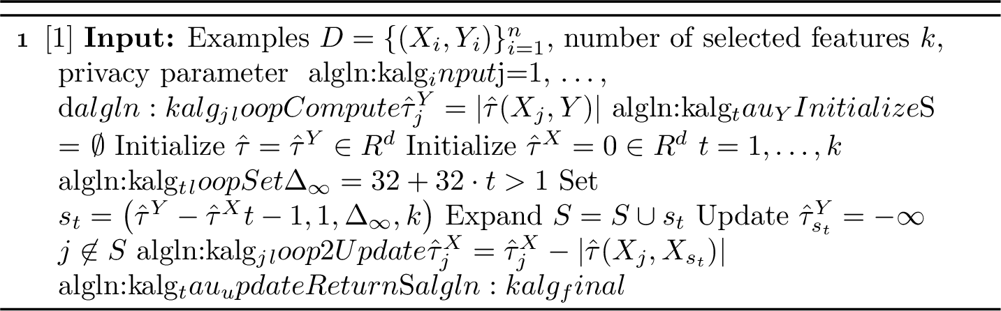 Figure 1: \mathsf{DPKendall}(D, k, \varepsilon)