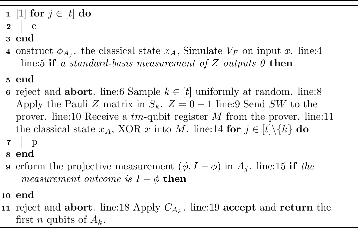 Figure 7: \mathsf{stateQIP}_{\varepsilon, \delta} (6) verifier circuit for \rho