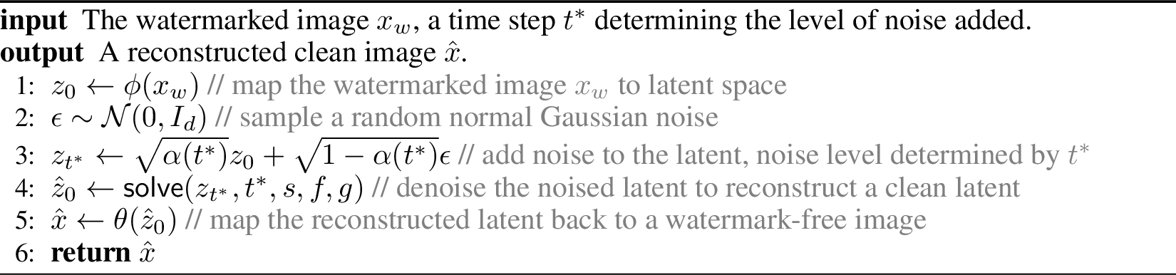 Figure 2: Regeneration Attack Instance: Removing invisible watermarks with a diffusion model