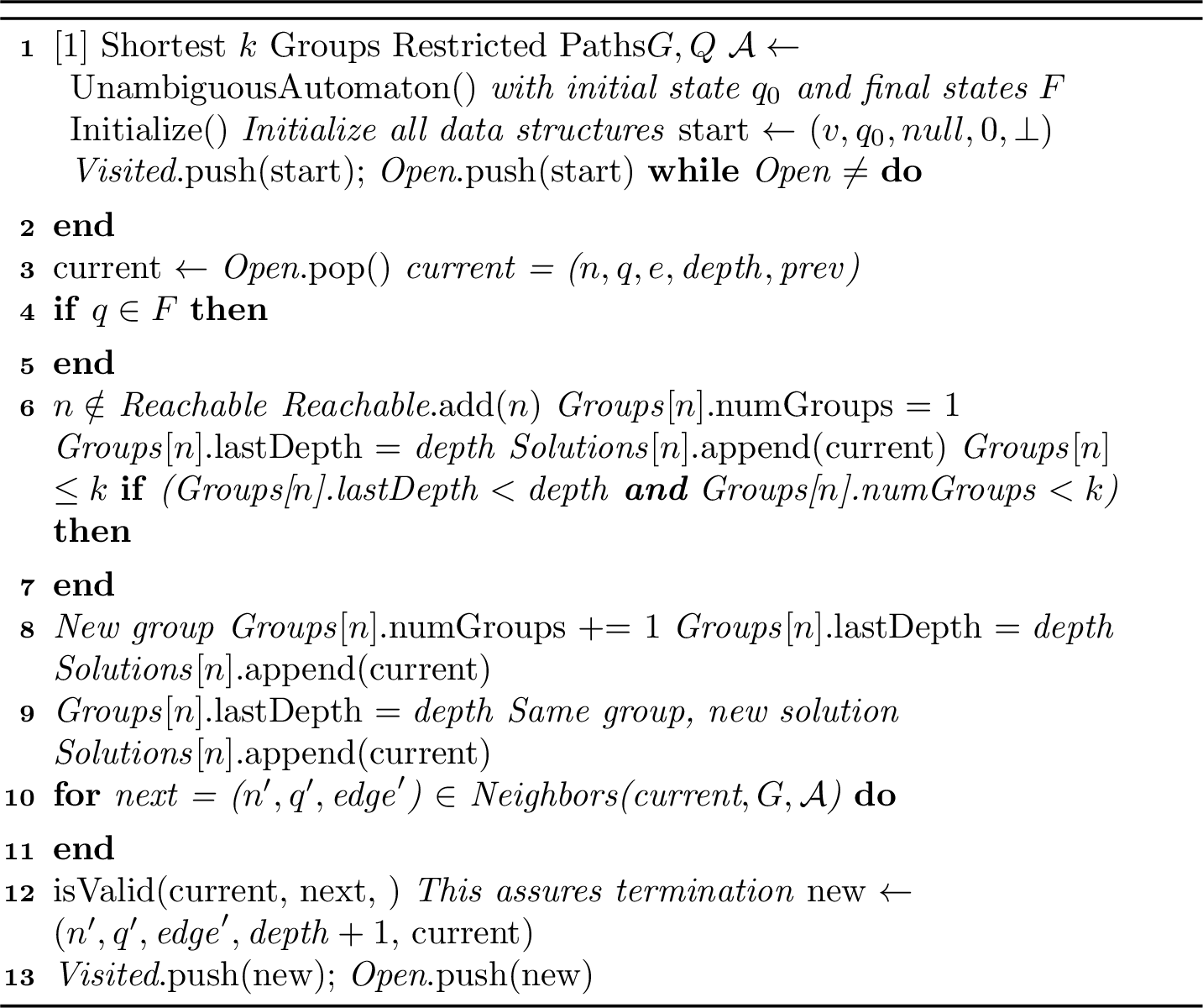 Figure 13: Evaluating a query Q= \mathit{SHORTEST}\;k\;\mathit{GROUPS}\; \mathit{res}\;(v,\mathit{rgx},?x).