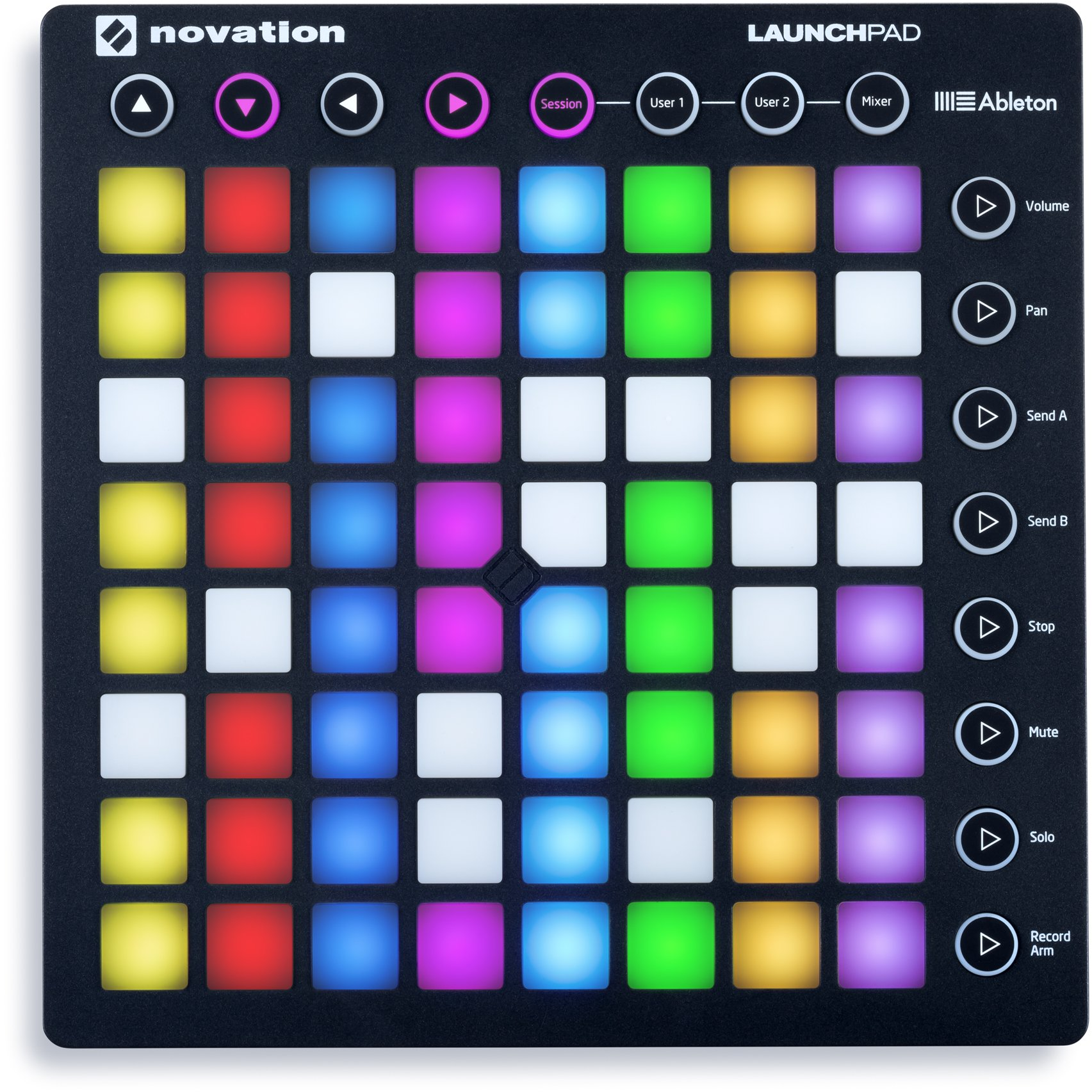 Figure 1: This is an illustrative figure of a Launchpad with 8×8 illuminated buttons from Novation.