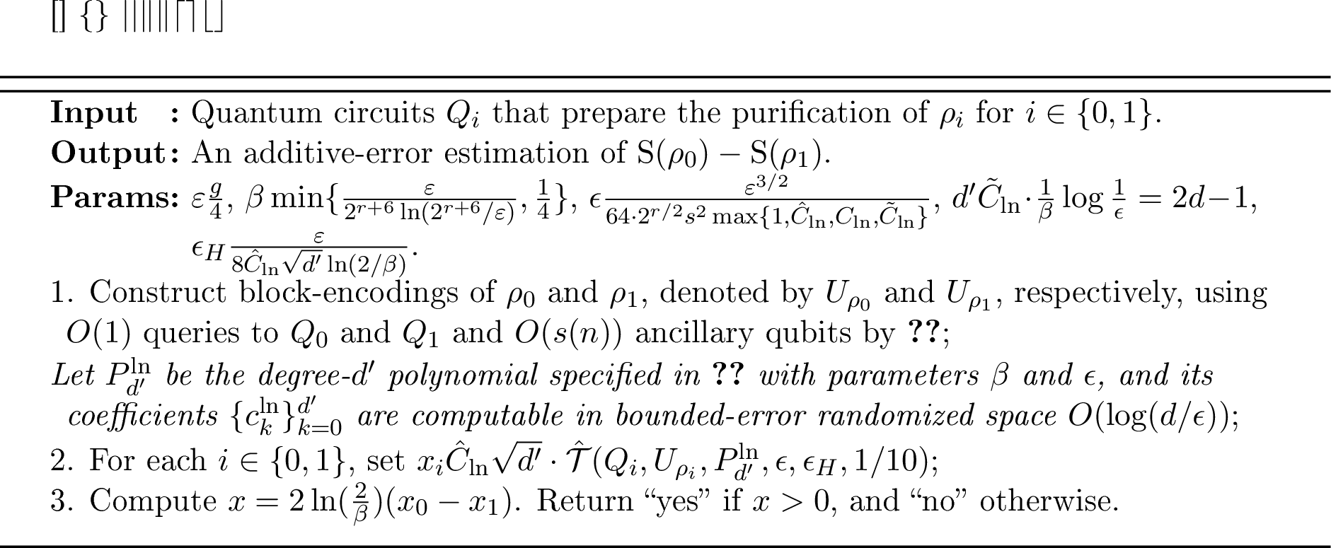 Figure 4: Space-efficient algorithm for \texorpdfstring{\textrm{\mathrm{\small GapQED}\textsubscript{log}}}.
