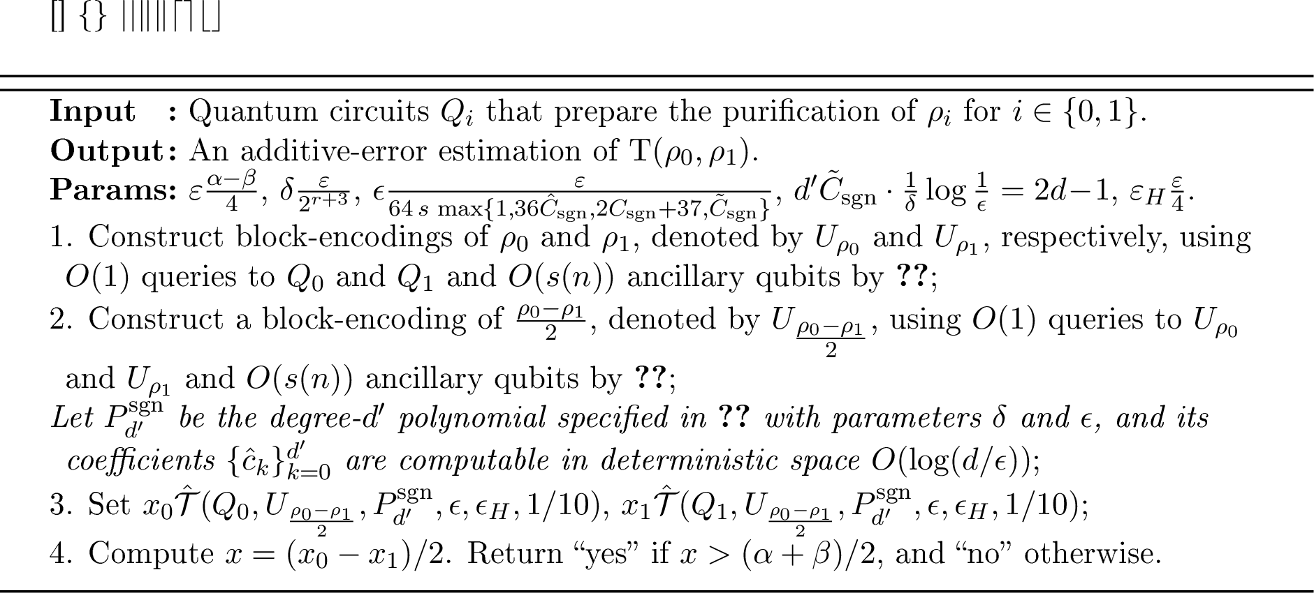 Figure 3: Space-efficient algorithm for \textrm{\mathrm{\small GapQSD}}_{\log}.