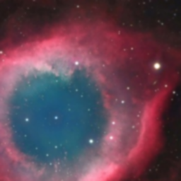 Figure 4: A good-quality 256x256 RGB image of Helix Nebula (NGC7293) – rating: 9. The contrast is good, the noise level is low.