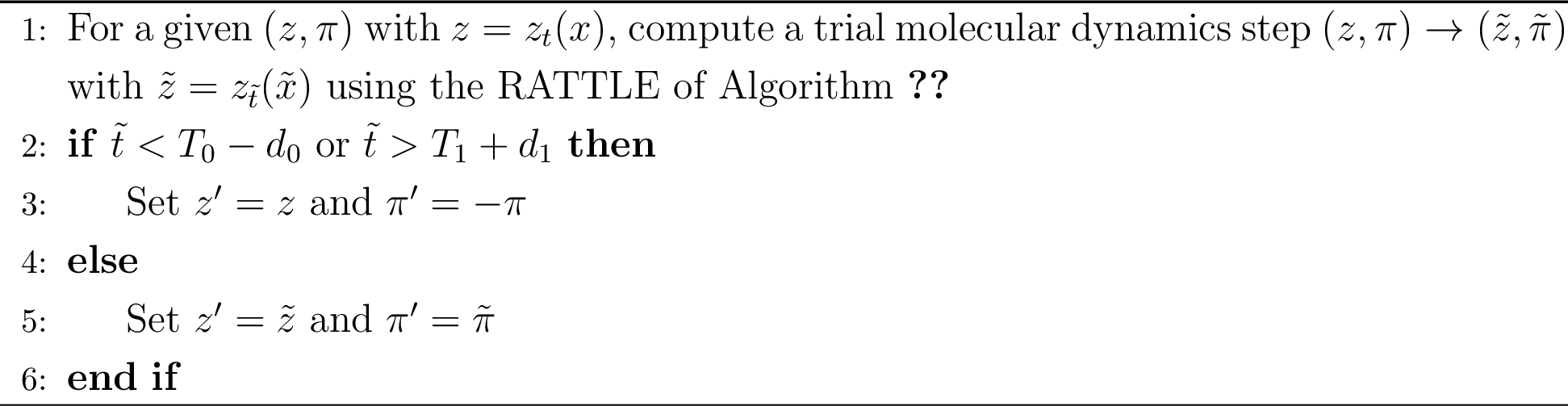 Figure 10: Molecular dynamics step (z,\pi)\to(z',\pi') in WV-HMC with boundary