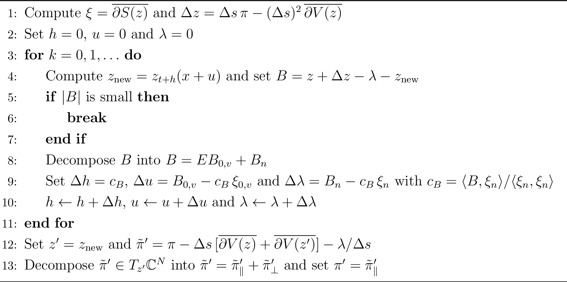 Figure 9: Simplified RATTLE (z,\pi)\to(z',\pi') in WV-HMC