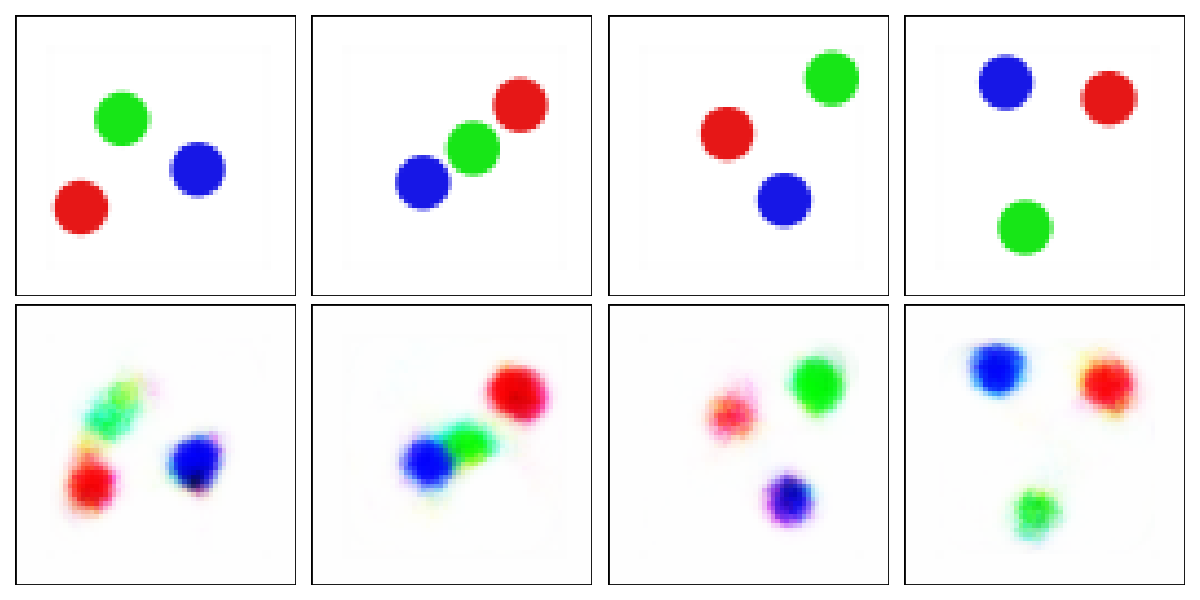 Figure 9: Sample images (top row) versus their reconstructions (bottom row).