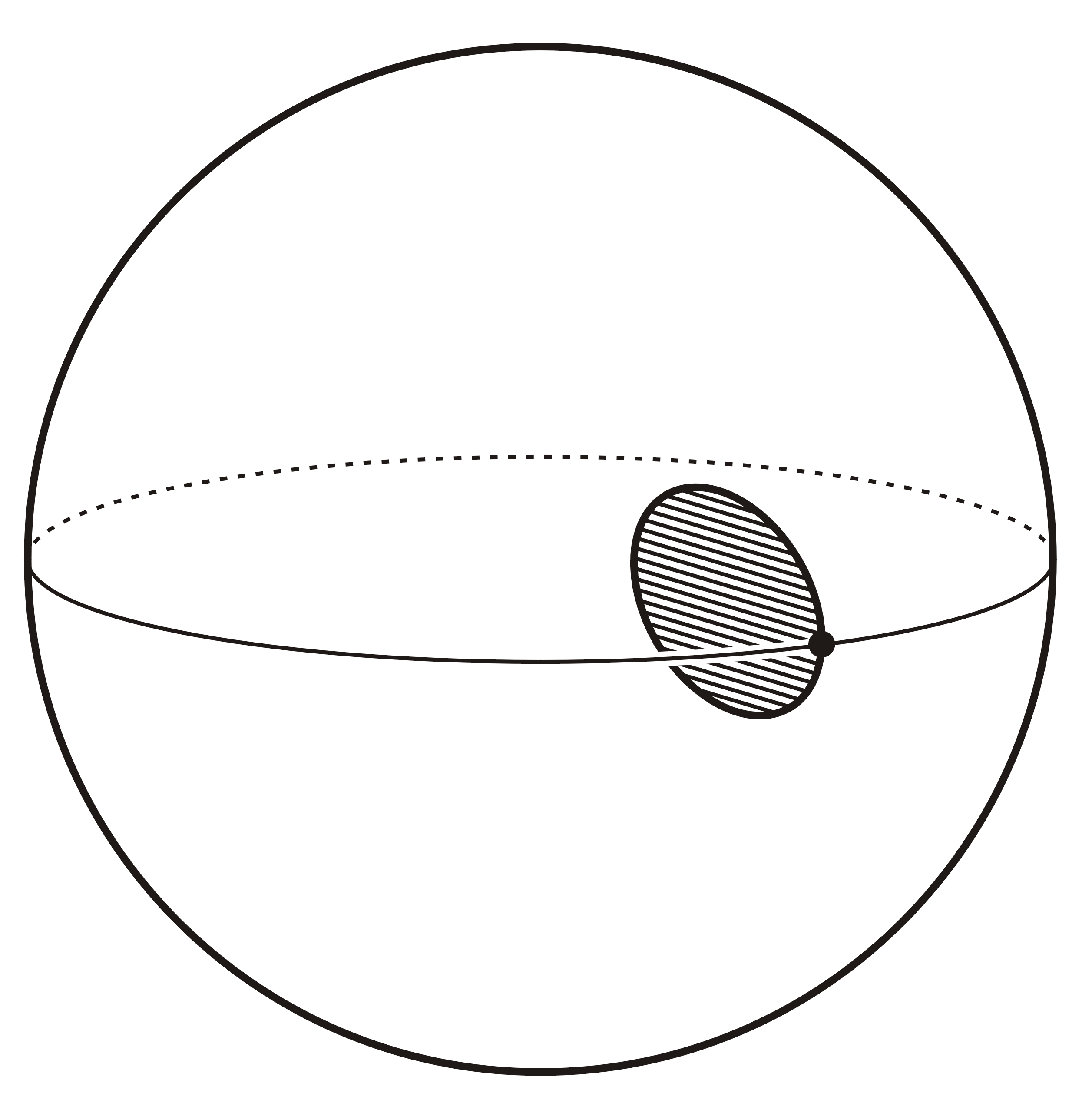 Figure 1: A stabilisation of the standard CW-decomposition of D^3 (consisting of one 0-cell, one 2-cell and one 3-cell) adds a 1-cell and a 2-cell, and modifies the 3-cell.
