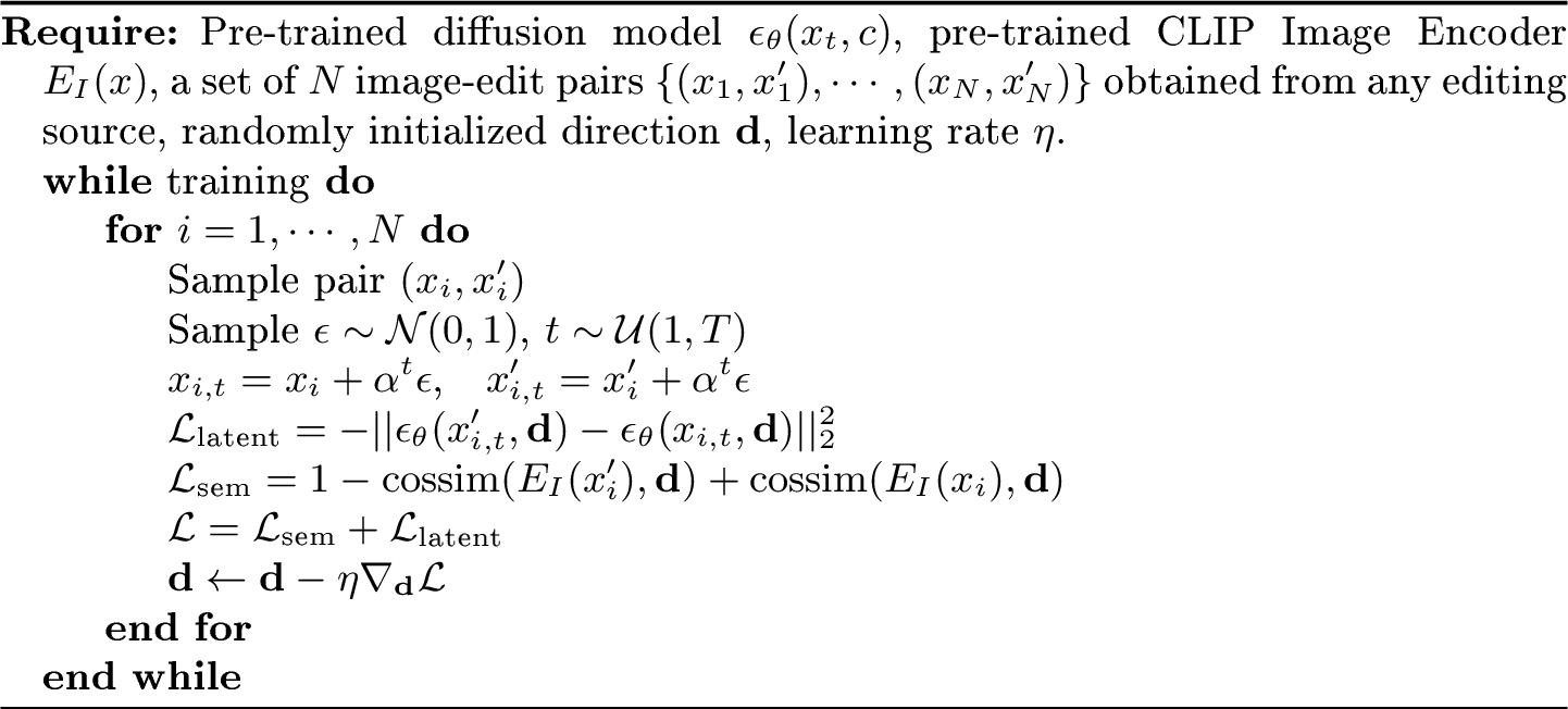 Figure 4: Learning direction \mathbf{d} with ViDiT