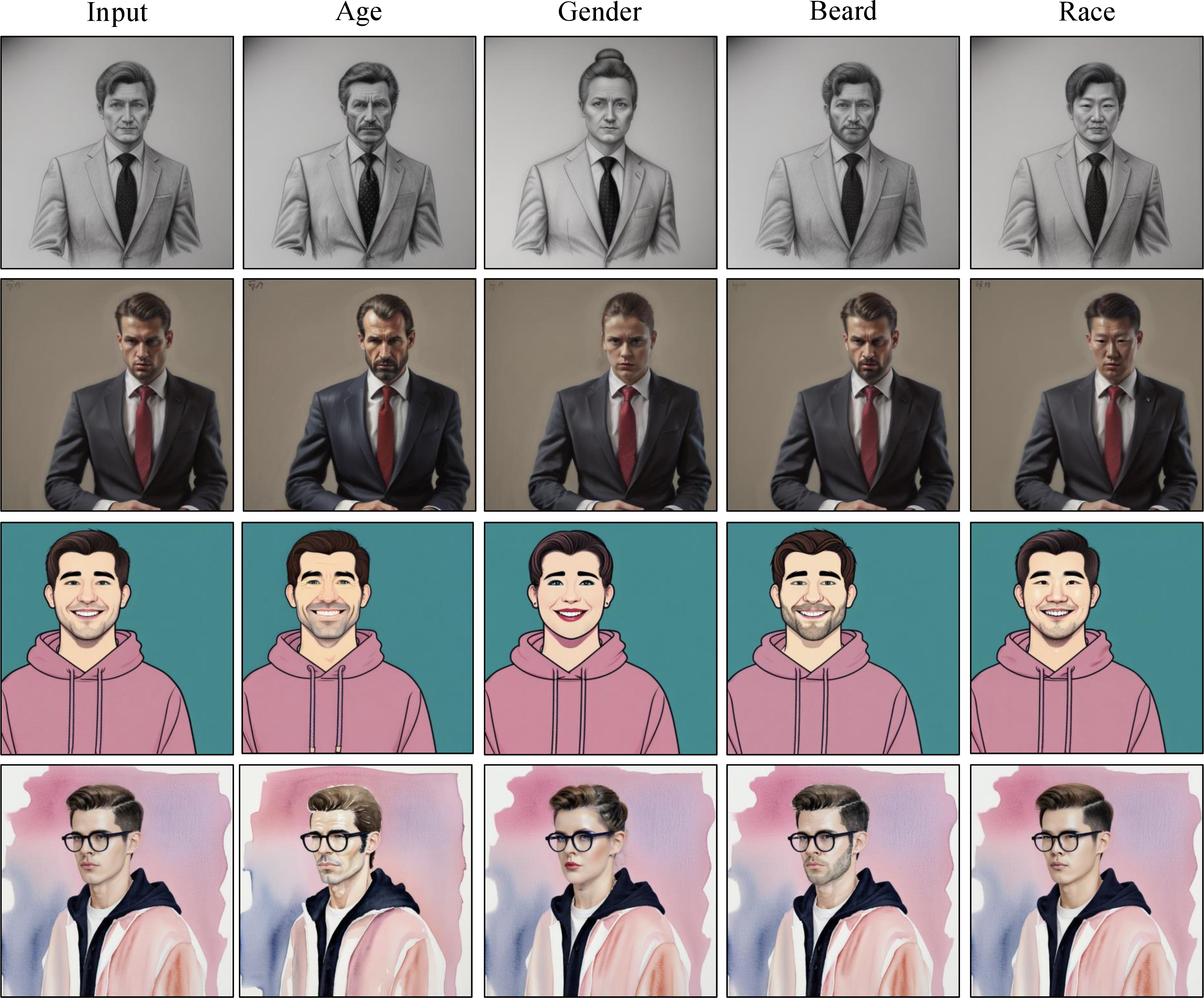 Figure 16: Supplementary Editing Results on Images Generated by Stable Diffusion. To show the generalization capabilities of ViDiT, we present qualitative results on images generated with Stable Diffusion, containing diverse style elements. Our directions apply the desired semantic without the need for inversion, while preserving the stylization characteristics of the edited images.