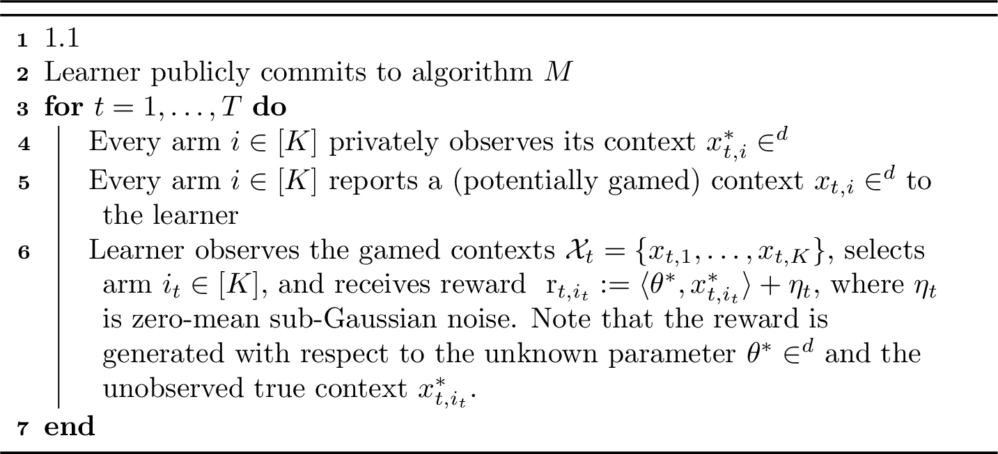 Figure 1: Strategic Linear Contextual Bandits