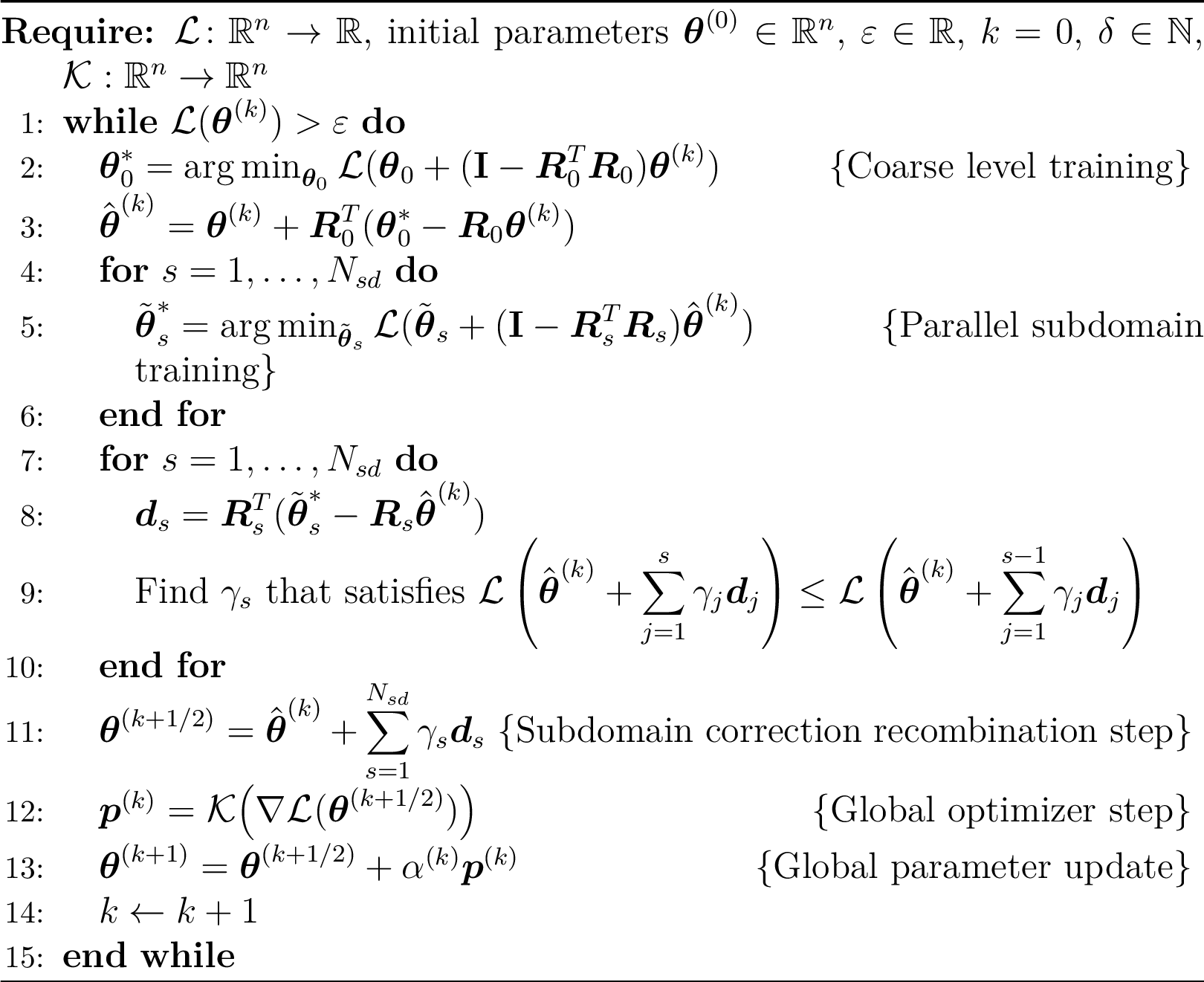 Figure 5: Two-level additive Schwarz preconditioner for \pazocal{K} optimizer (TL-\pazocal{K})