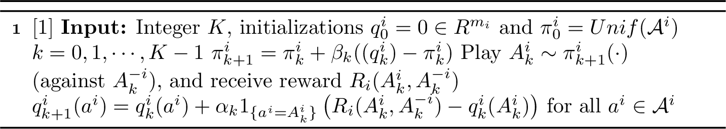 Figure 2: Algorithm 1 with \Bar{\epsilon}-Exploration (of Player i)