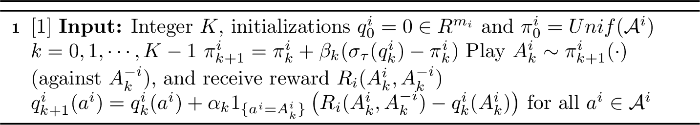 Figure 1: Decentralized Learning in Zero-Sum Matrix Games (of Player i)