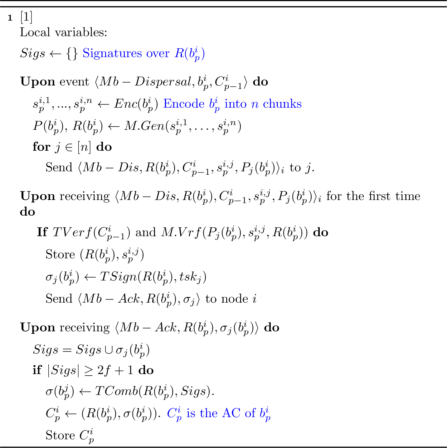 Figure 3: Microblock Dispersal with b_p^i at node i