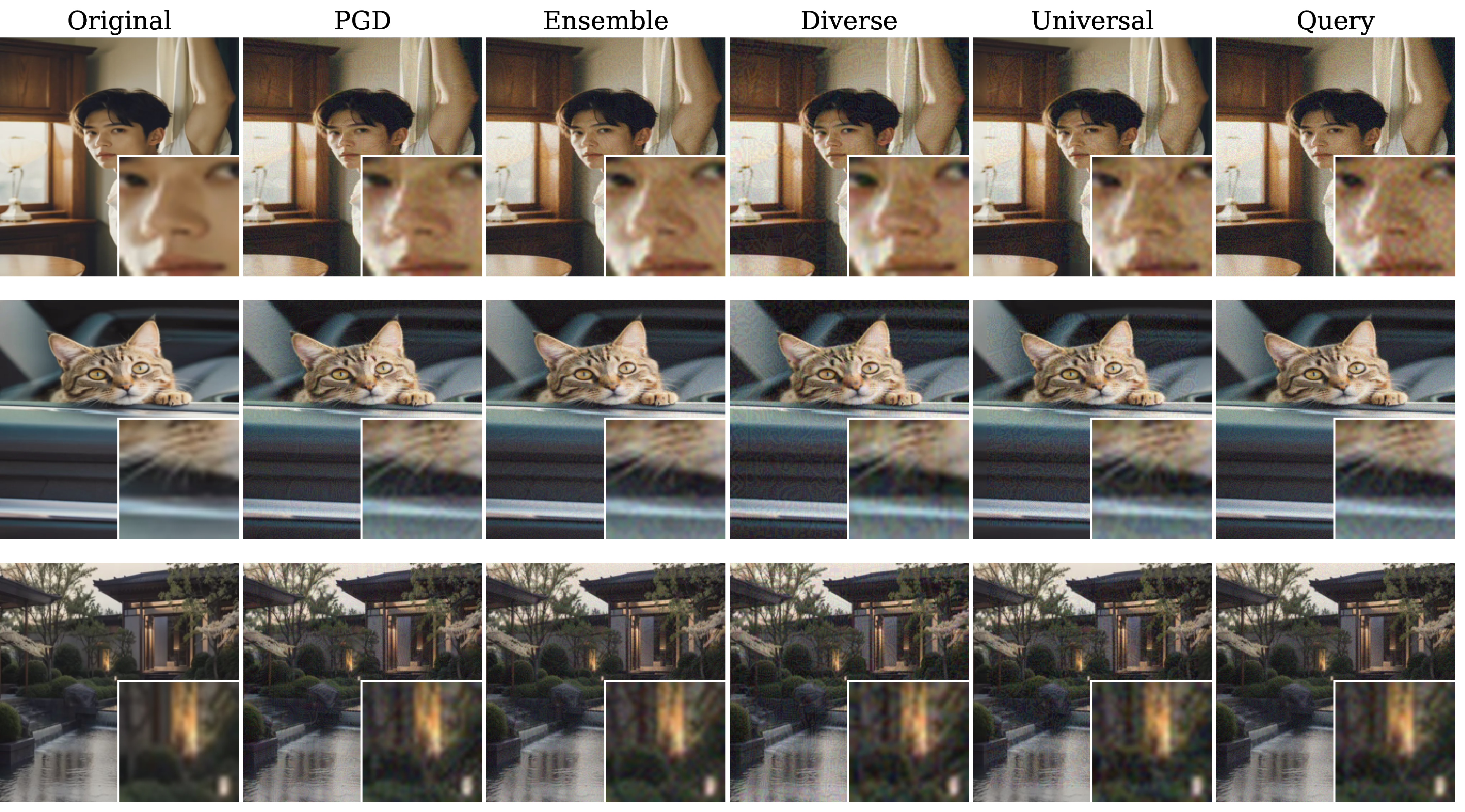 Figure 4: Adversarial examples generated for target UnivFD with \epsilon=8/255. Images are from the Chameleon dataset.