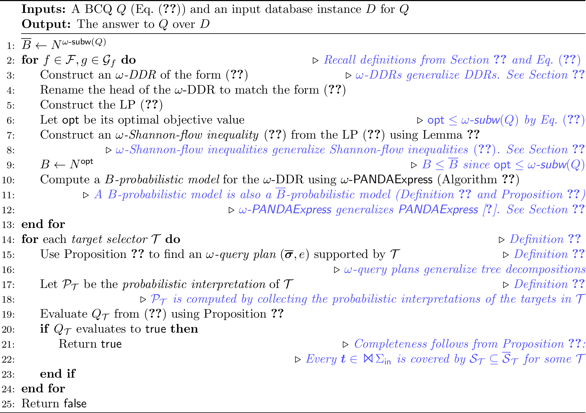 Figure 3: \textsf{\omega-BCQSolver}(Q, D)