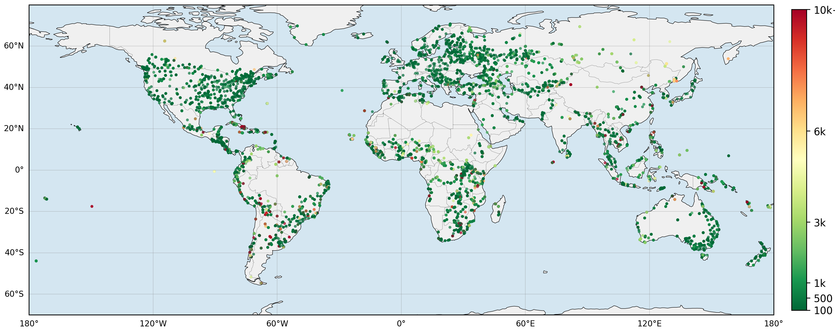 Figure 6: Geodesic error distribution of GaGA on the reproduced GWS15k-style benchmark. Regions with sparse data and visually homogeneous scenes remain more challenging, motivating the use of high-specificity anchors in interactive evaluation.