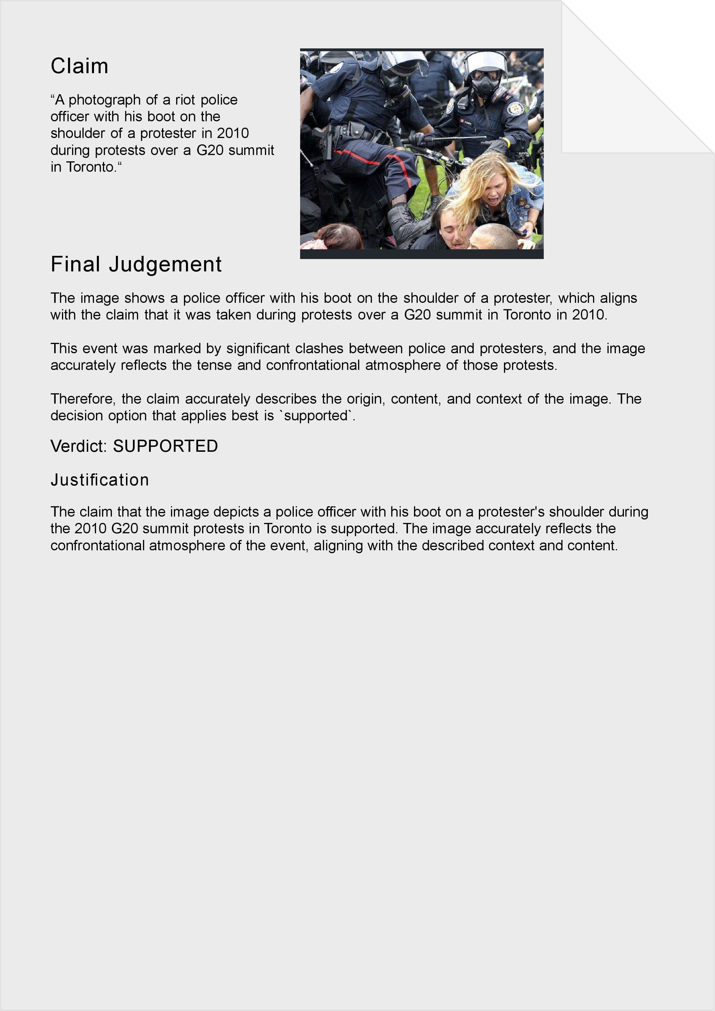 Figure 11: Fact-checking report by the Chain-of-Thought baseline, presented in the Human Evaluation.