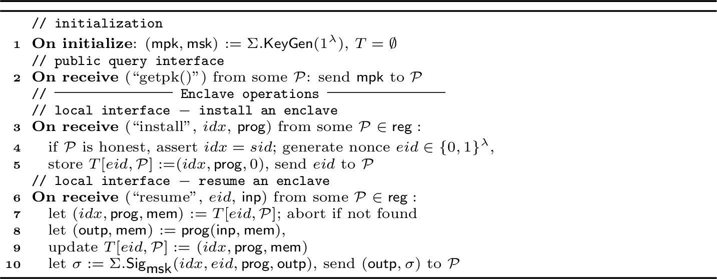 Figure 15: TEE Ideal Functionality \textcolor{brickred}{\mathcal{G}_{\rm{att}}}[\Sigma, \textsf{reg}]