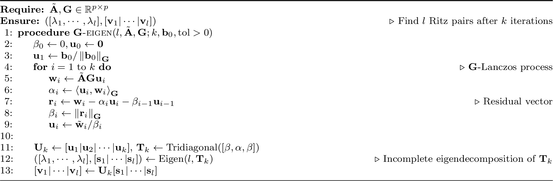 Figure 4: Incomplete \mathbf{G}-eigendecomposition