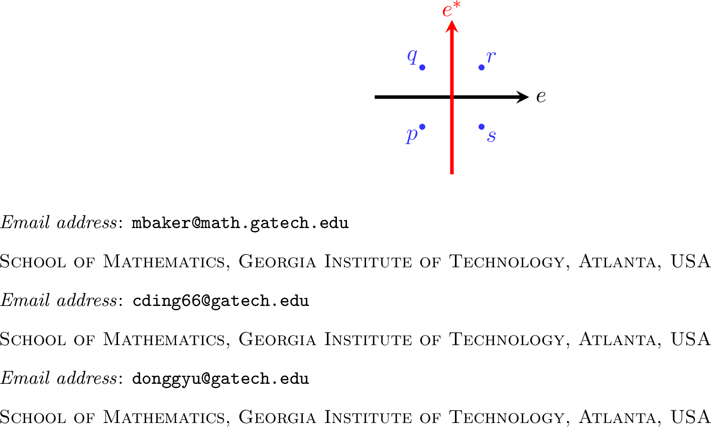 Figure 5: The points p, q, r, and s defined in Lemma 24 and Lemma 25.