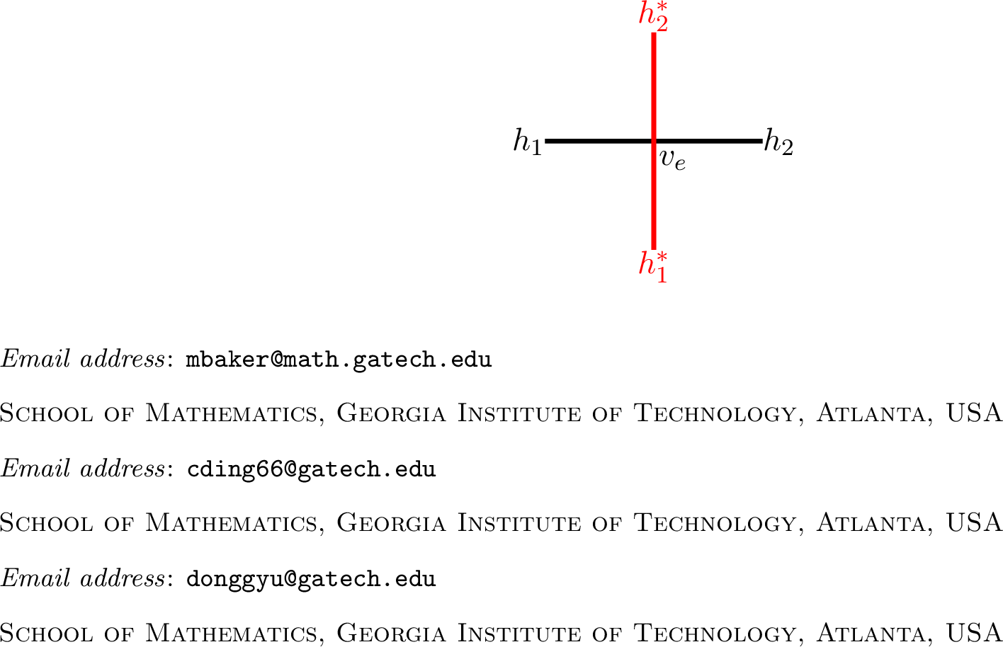 Figure 6: Four half-edges and half-coedges associated with an edge e
