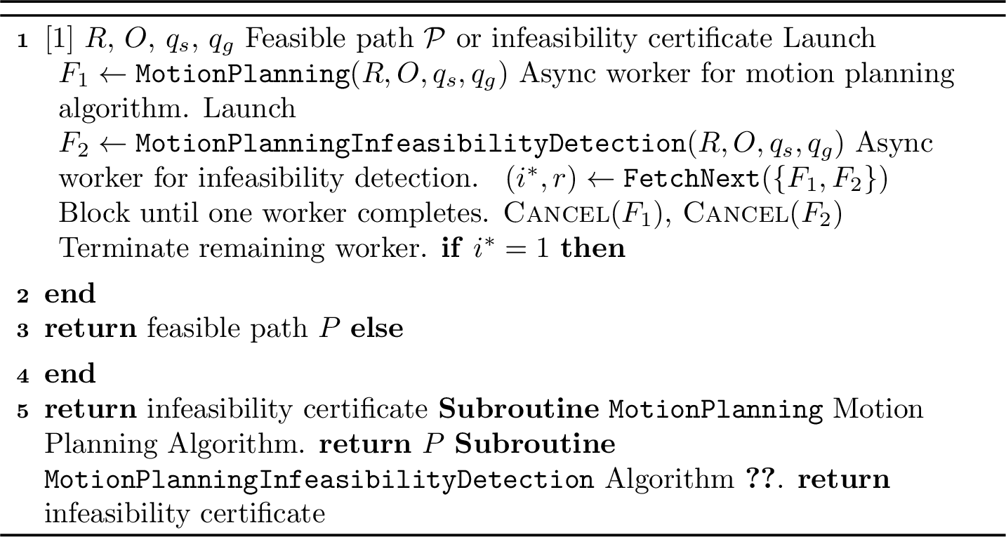Figure 16: Parallel Motion Planning with Infeasibility Detection