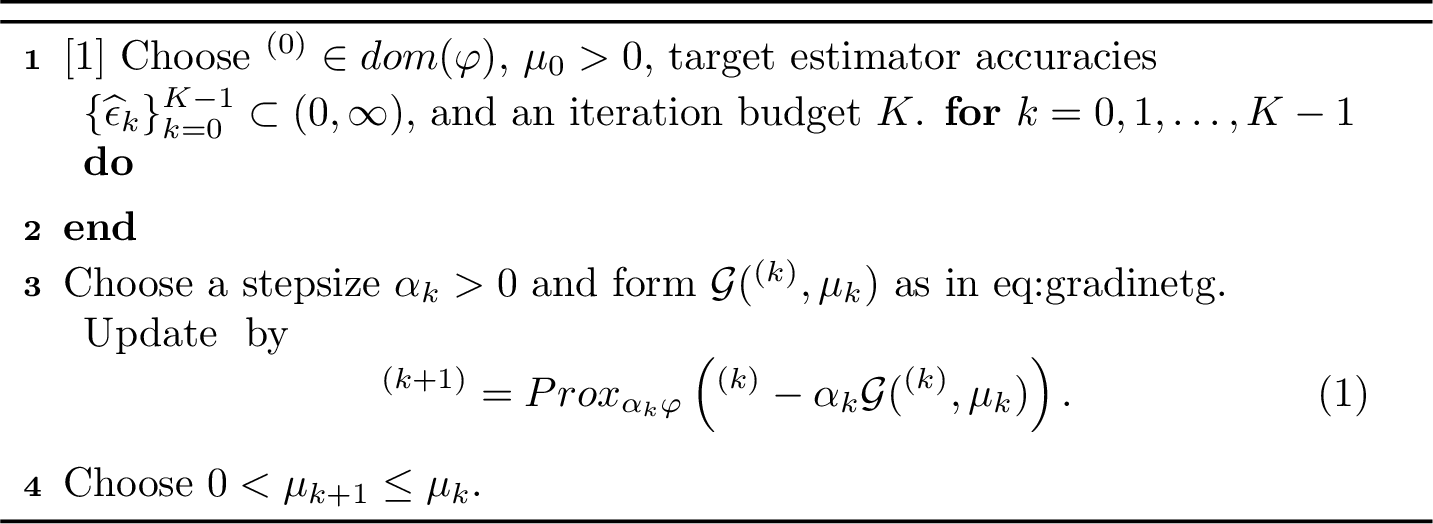 Figure 1: A stochastic smoothing proximal gradient (SSPG) method for solving 1