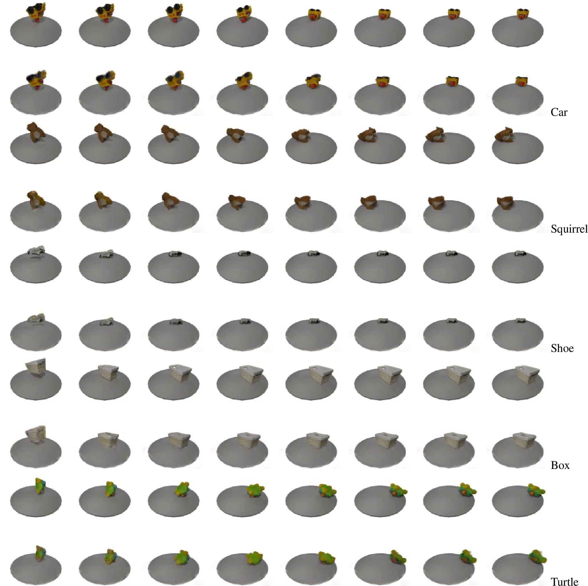 Figure 22: 3DGSim: Various rigid simulations for different objects.