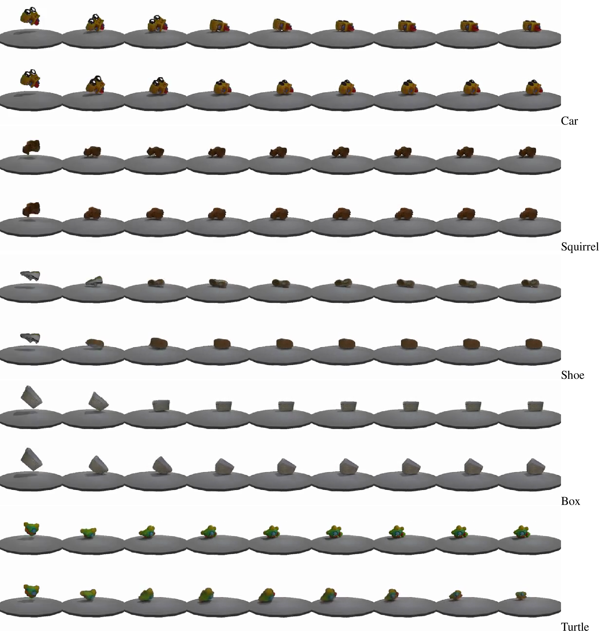 Figure 23: CosmosFT: Various rigid simulations for different objects.