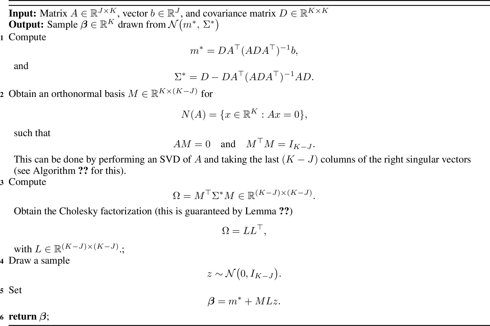Figure 1: Sample \boldsymbol{\beta} \sim \mathcal{N}(m^*,\,\Sigma^*)