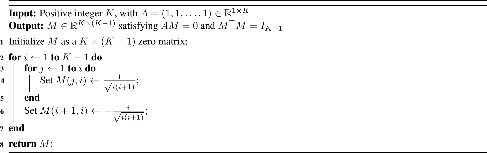 Figure 5: Compute orthonormal basis for N(A), A=(1,1,...,1)\in \mathbb{R}^K