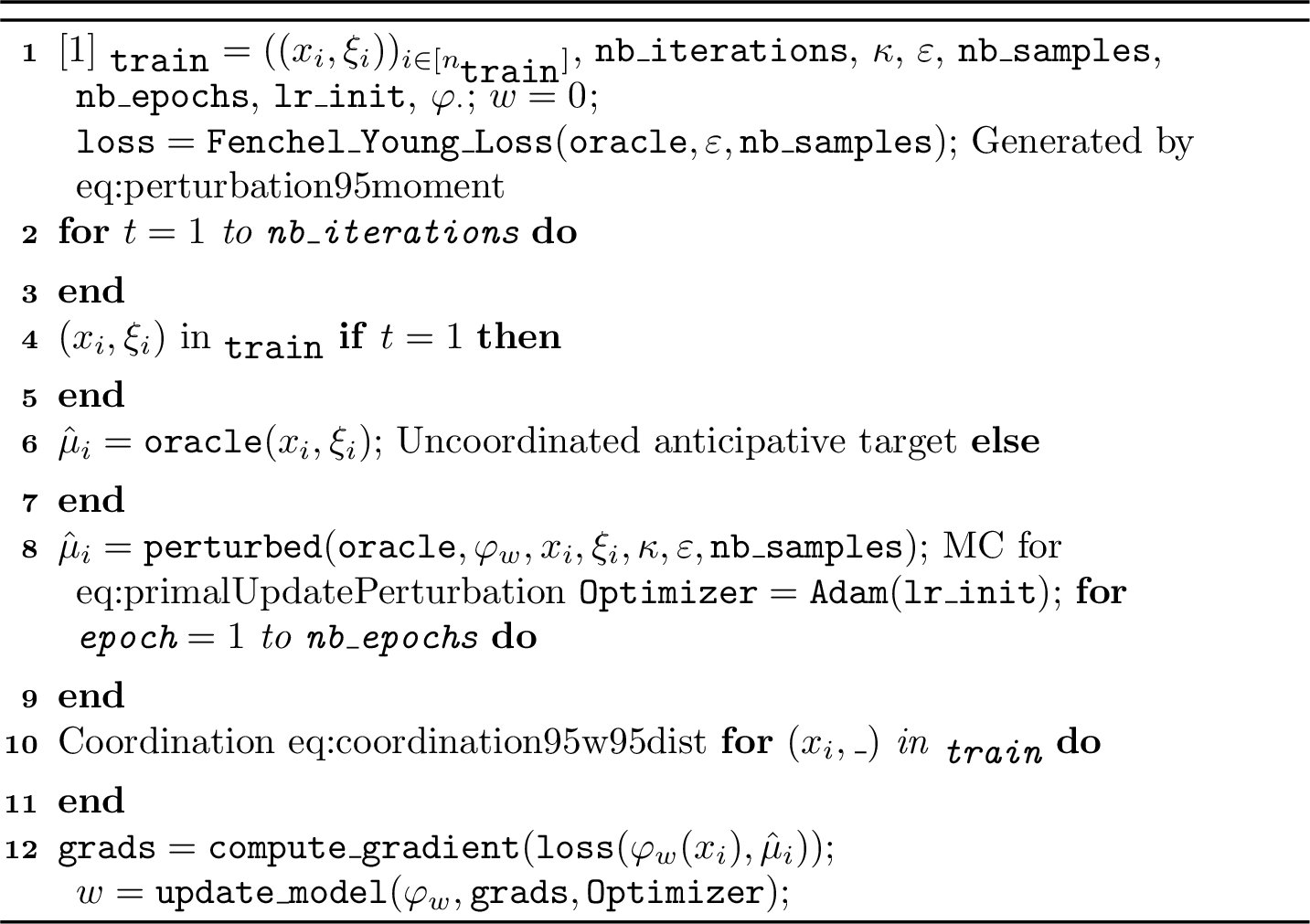 Figure 3: Implemented primal-dual algorithm (sparse perturbation version)