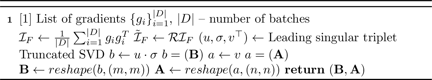 Figure 2: Compute Kronecker Factors via Rank-1 SVD
