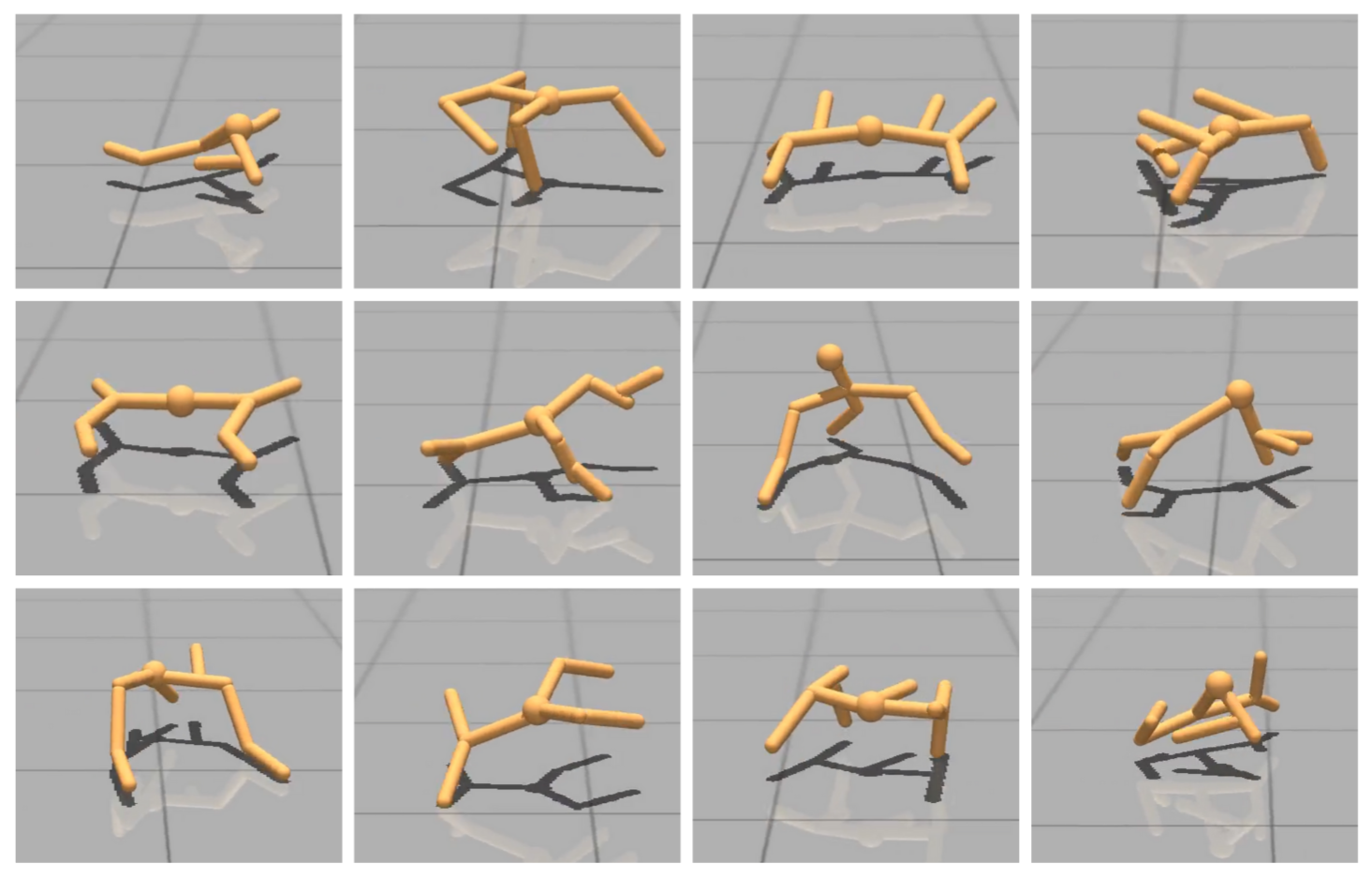 Figure 1: Example of robots that can be found in the UNIMAL design space [9].